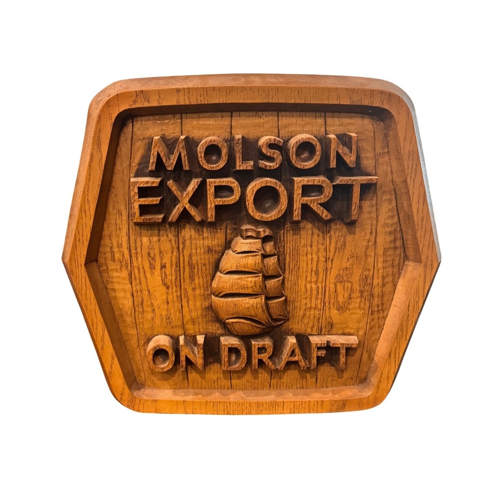 Vintage Molson Export On Draft Beer Wall Mount Mancave Garage Nautical Bar